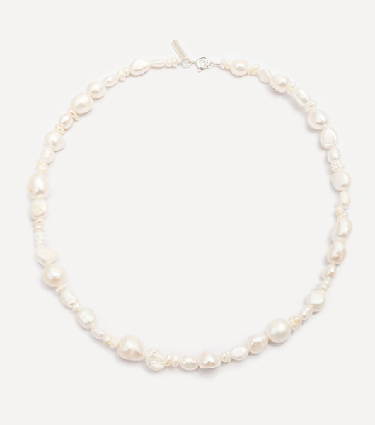 Choker srebrny z nieregularnymi perłami Essential