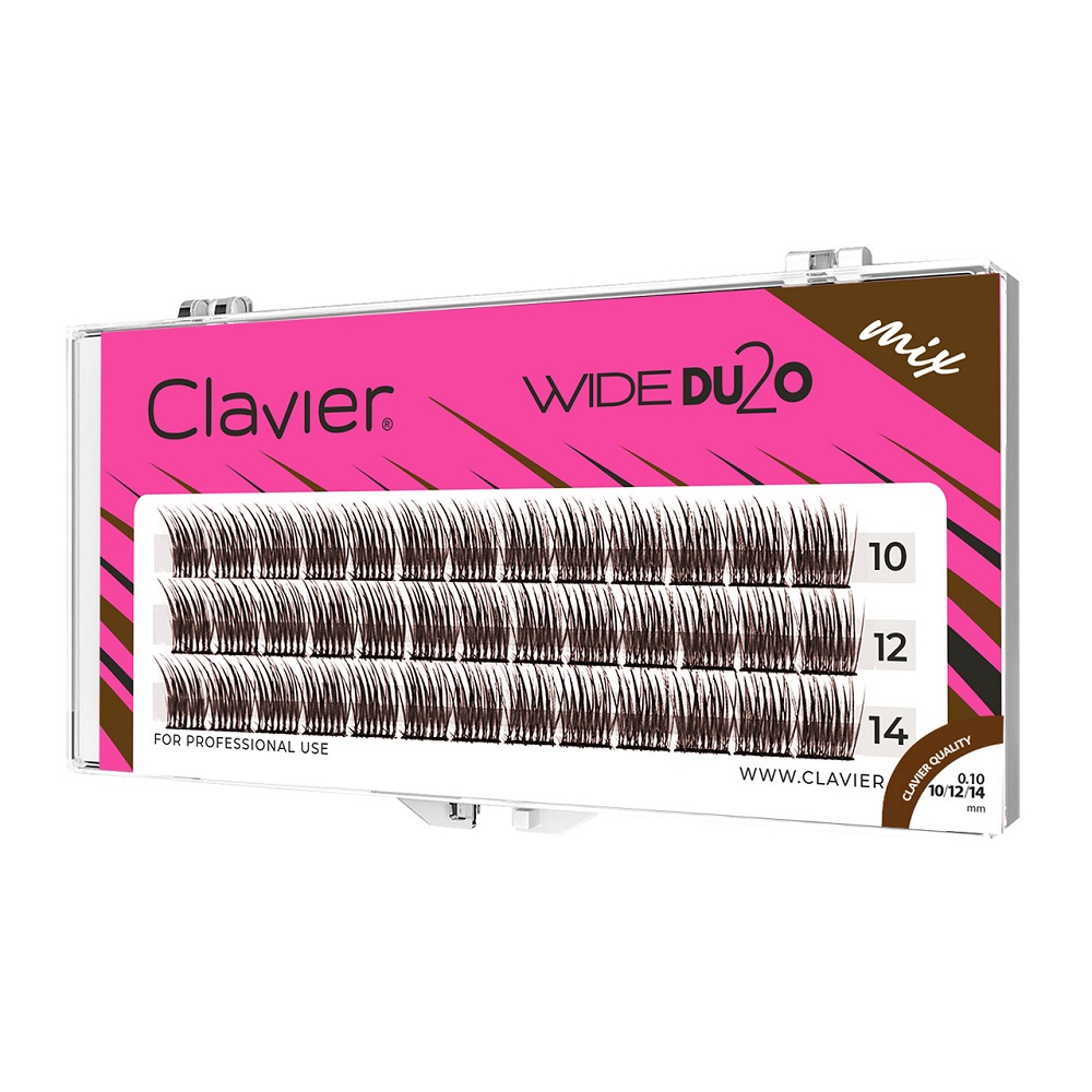Clavier Wide Du2o Brown kępki rzęs skręt C o objętości 10D mix 10/12/14mm