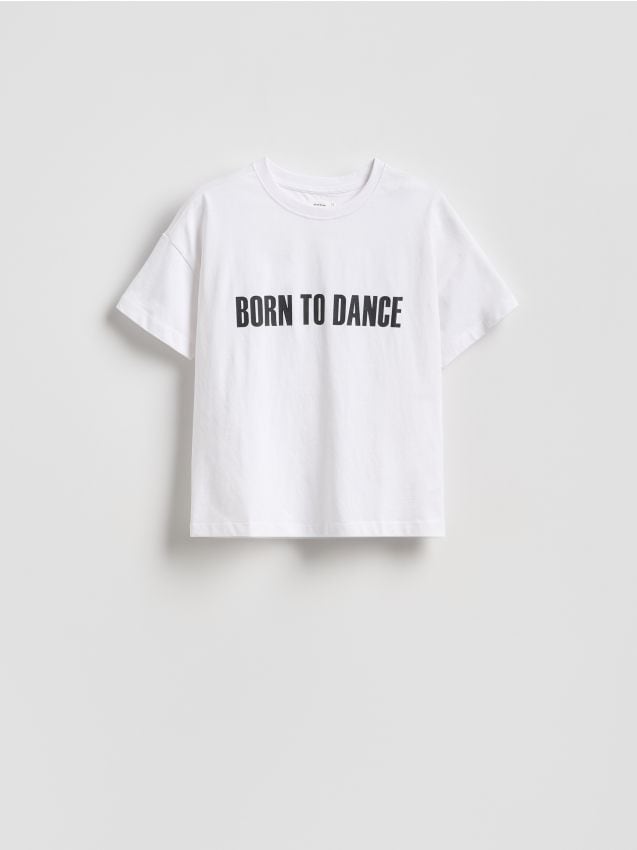 Reserved - Bawełniany t-shirt z nadrukiem - biały