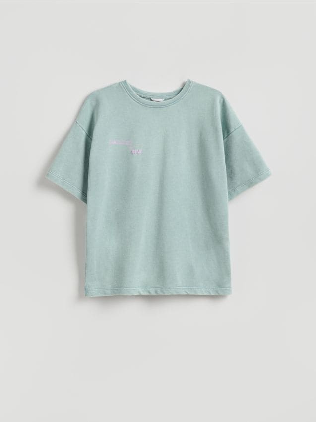 Reserved - Luźny t-shirt z nadrukiem - miętowy