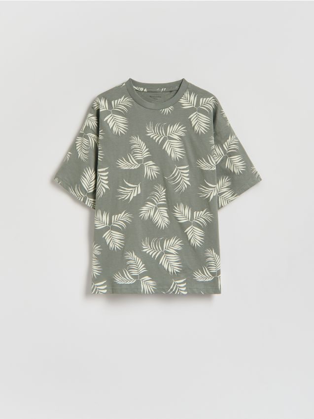 Reserved - T-shirt z nadrukiem - oliwkowy