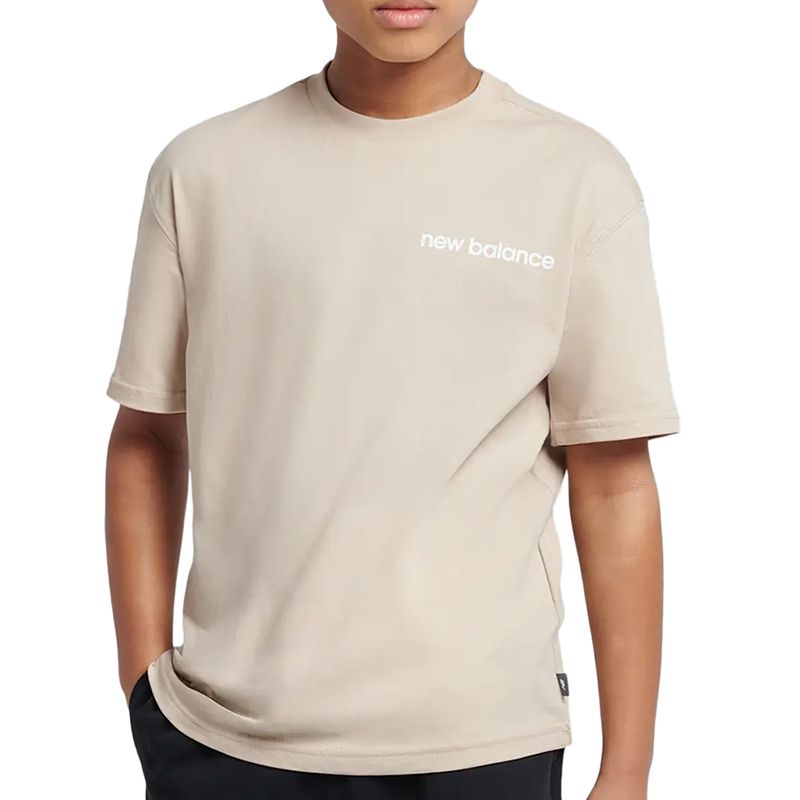 Koszulka dziecięca New Balance YT61A21ATWF - beżowa