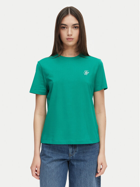 Tommy Hilfiger T-Shirt Logo Embroidery WW0WW48699 Zielony Regular Fit