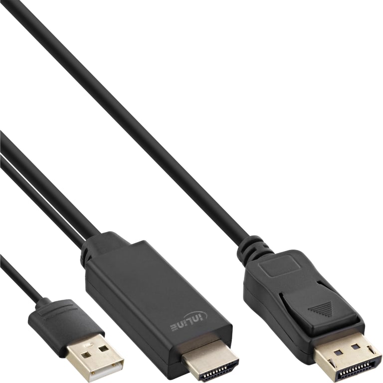 InLine 17161P adapter kablowy 1 m HDMI + USB DisplayPort Czarny