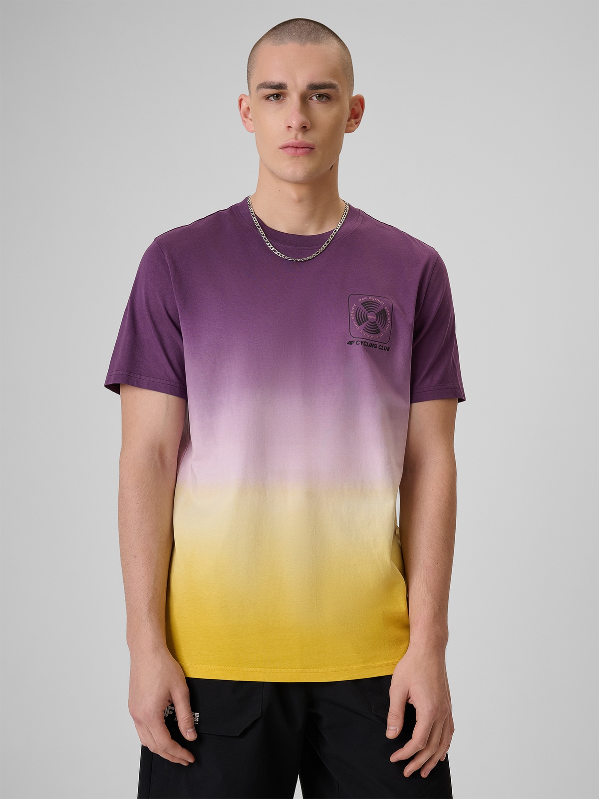 4F T-shirt relaxed z nadrukiem męski - fioletowy S