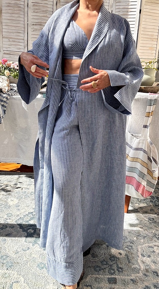 Długie lniane kimono
