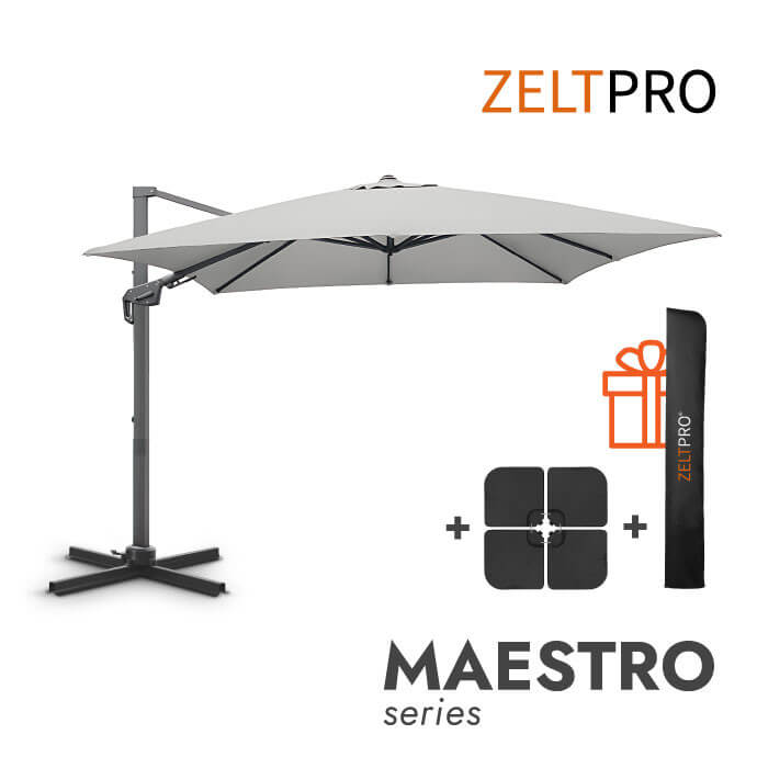 Parasol ogrodowy z podstawą (pokrowiec w zestawie) Maestro Light Grey