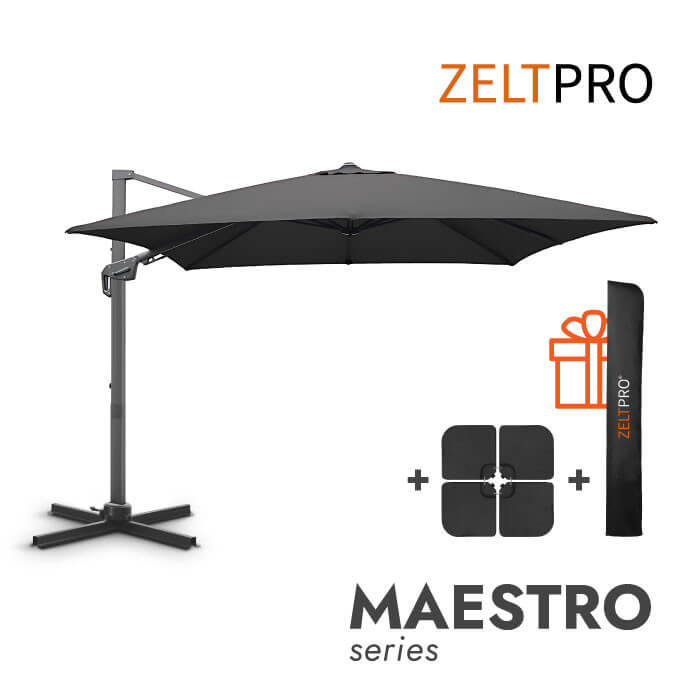 Parasol ogrodowy z podstawą (pokrowiec w zestawie) Maestro Antracytowy