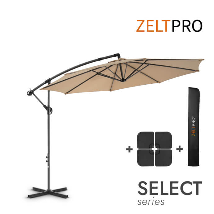 Zdjęcia - Parasol plażowy Parasol ogrodowy z podstawą i pokrowcem Select Taupe