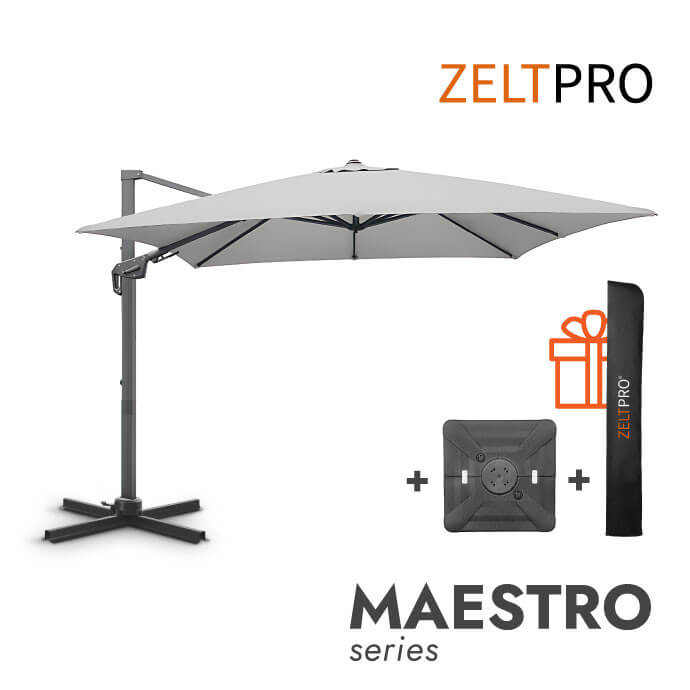 Parasol ogrodowy z podstawą Solid (pokrowiec w zestawie) Maestro Light Grey