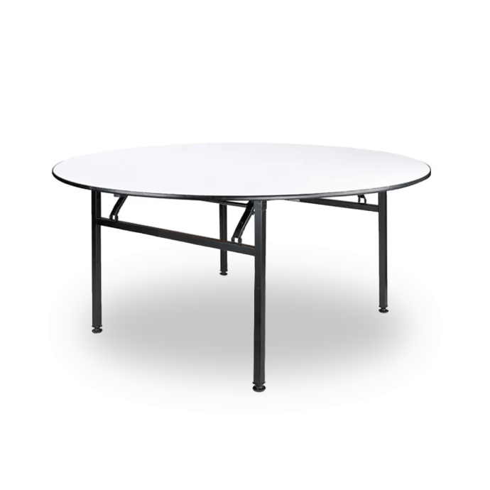 Stół bankietowy (konferencyjny) drewniany, okrągły pokryty PCV D150