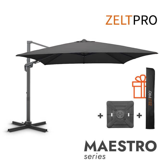 Parasol ogrodowy z podstawą Solid (pokrowiec w zestawie) Maestro Antracytowy