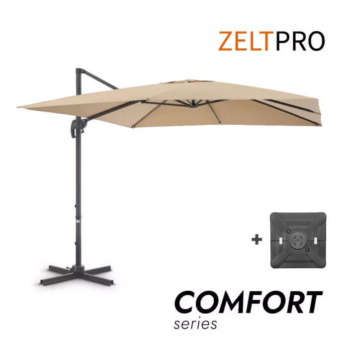 Parasol ogrodowy z podstawą Solid Comfort Taupe
