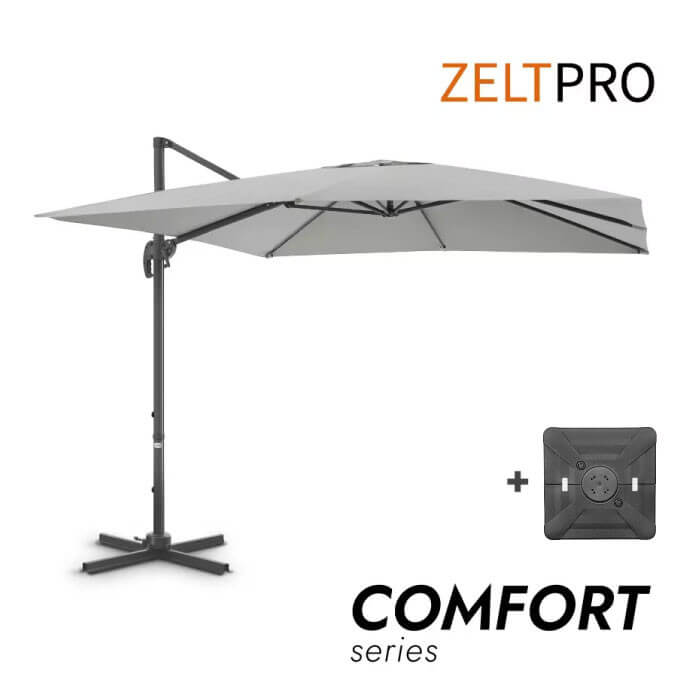 Parasol ogrodowy z podstawą Solid Comfort Light Grey