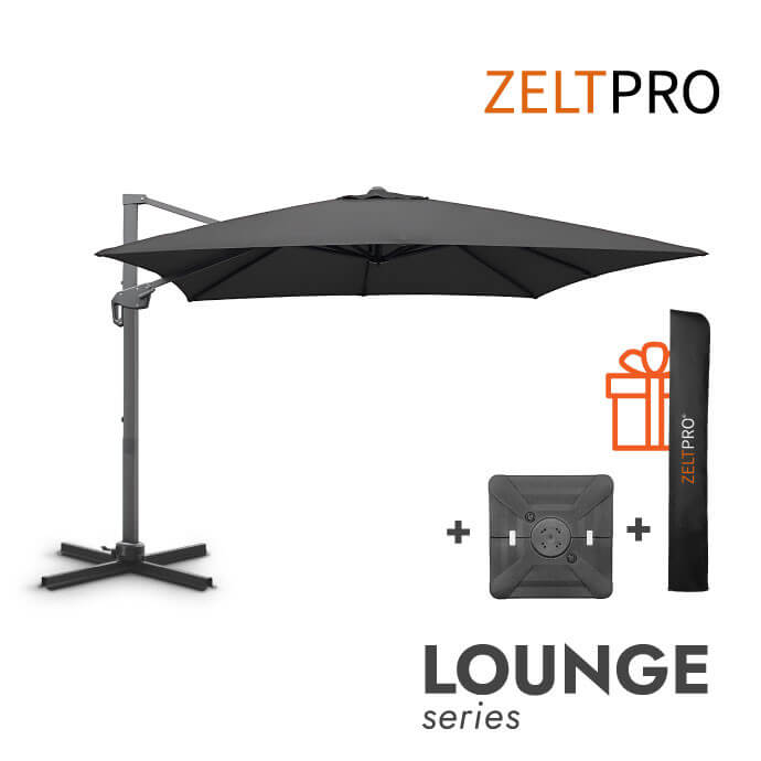 Parasol ogrodowy z podstawą Solid (pokrowiec w zestawie) Lounge Antracytowy