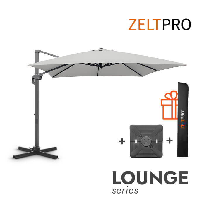 Parasol ogrodowy z podstawą Solid (pokrowiec w zestawie) Lounge Light Grey