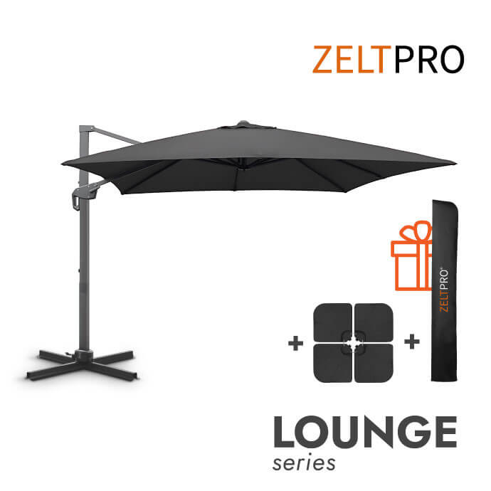 Parasol ogrodowy z podstawą (pokrowiec w zestawie) Lounge Antracytowy