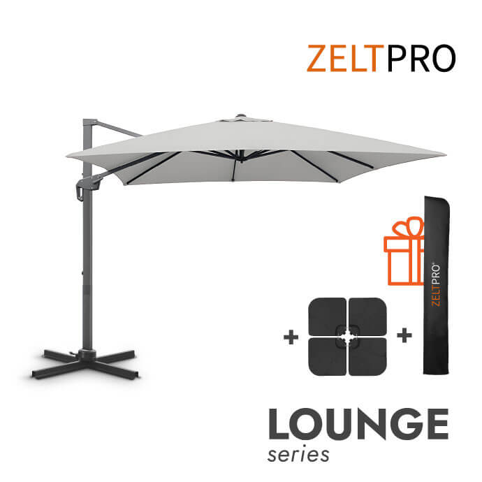 Parasol ogrodowy z podstawą (pokrowiec w zestawie) Lounge Light Grey