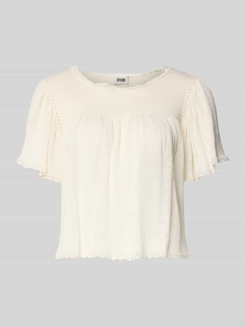 Koszulka z dzianiny z mieszanka lnu z koronką model 'TAYLIE'