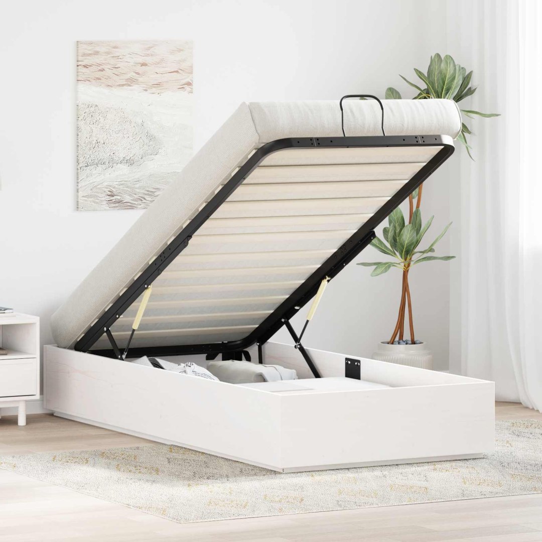 VidaXL Rama Łóżka Otomanowego z Przechowalnią Biały 90 x 200 cm