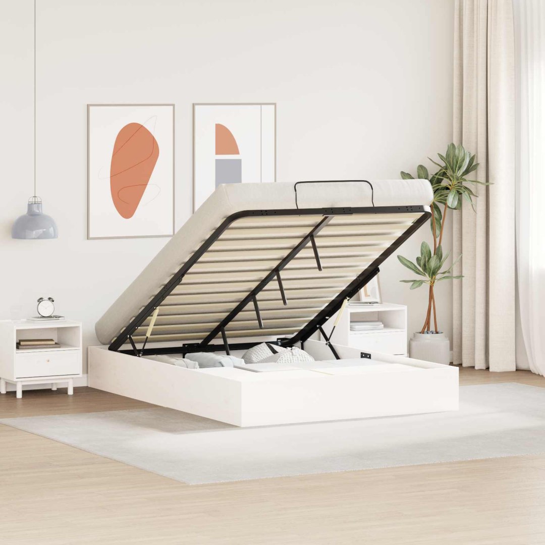 VidaXL Rama Łóżka Otomanowego z Przechowalnią Biały 120 x 200 cm