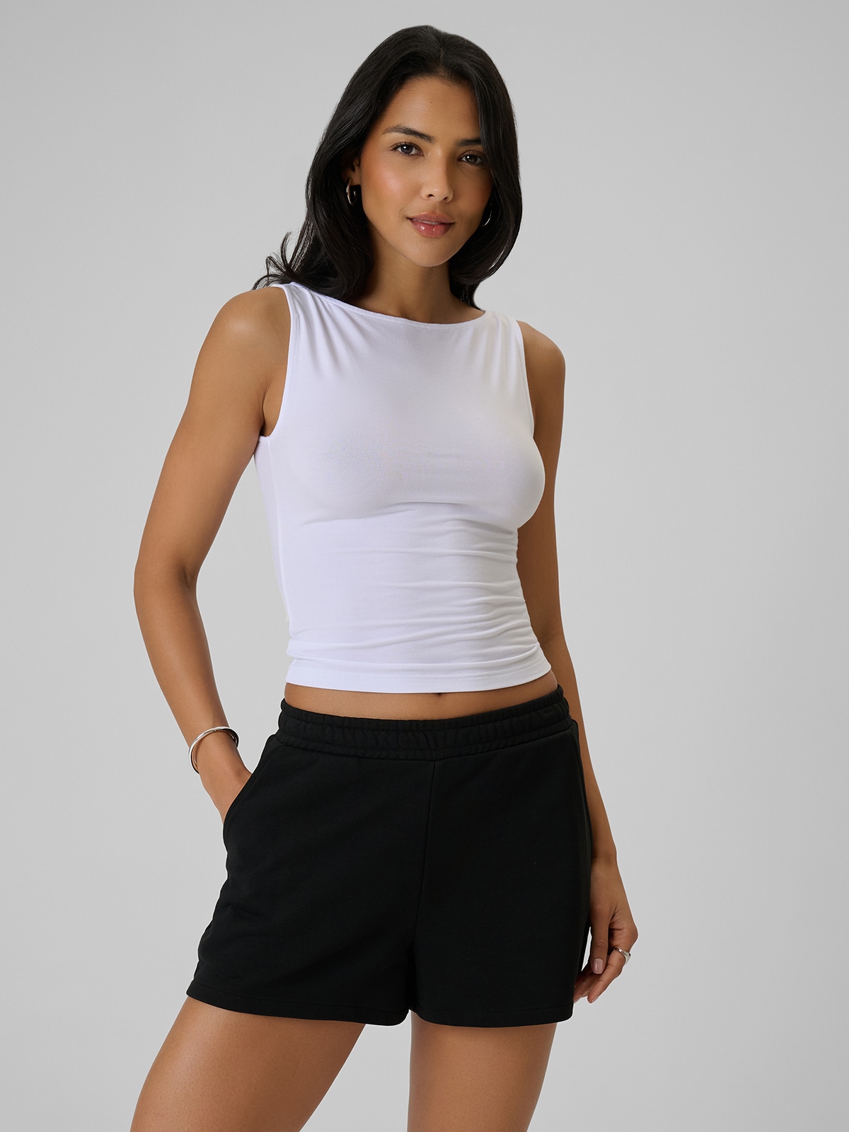 4F Top slim z modalem damski - biały XS
