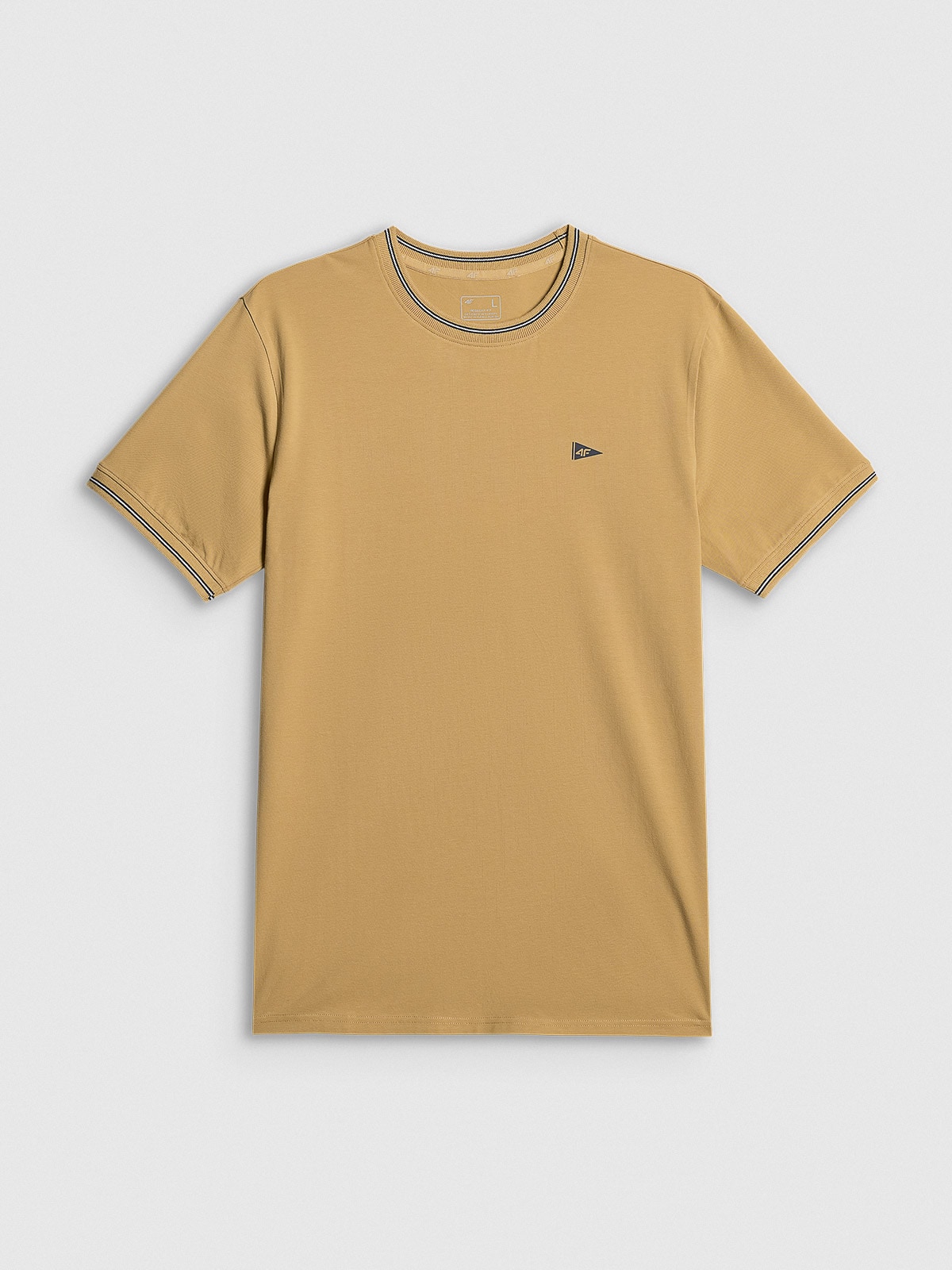 4F T-shirt regular gładki męski - beżowy XXL