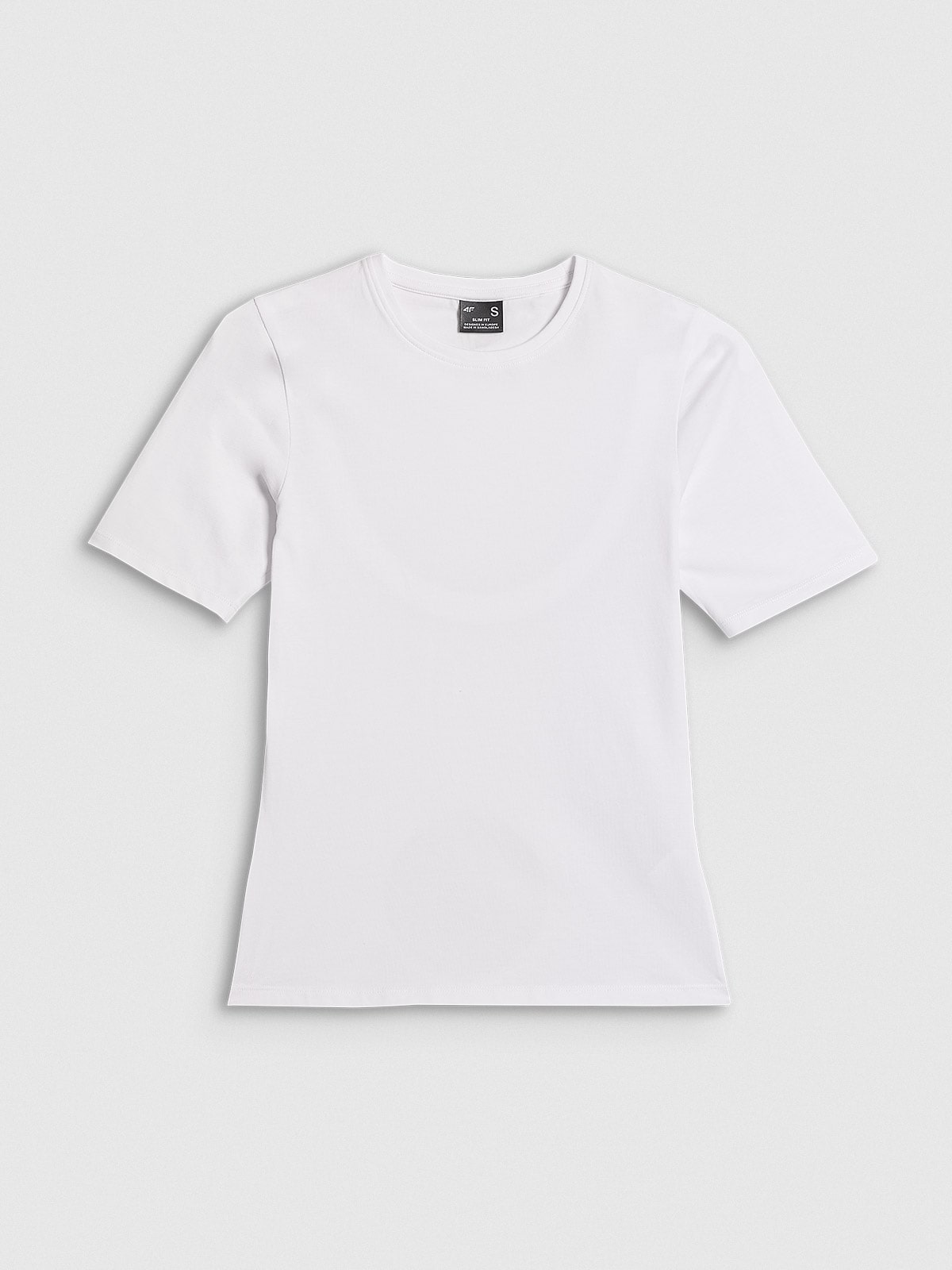 4F T-shirt slim gładki damski - biały XS