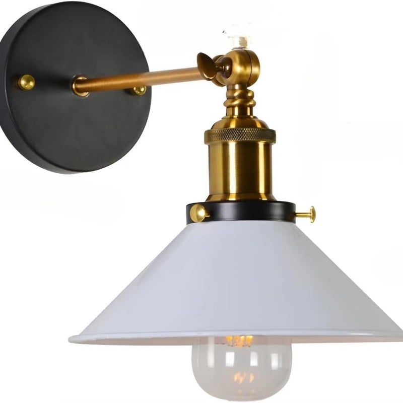 Kinkiet wewnętrzny w stylu retro industrialnym do sypialni i przedpokoju, biały, 22 cm, ze źródłem światła ST64 220 V