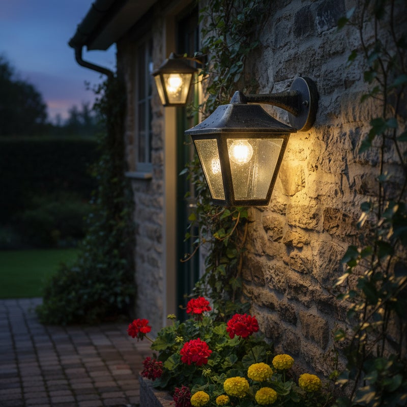 Kinkiet Ogrodowy Osram Lampa Elewacyjna Zewnętrzna Latarnia E27 Czarny Złoty IP44 1 szt.