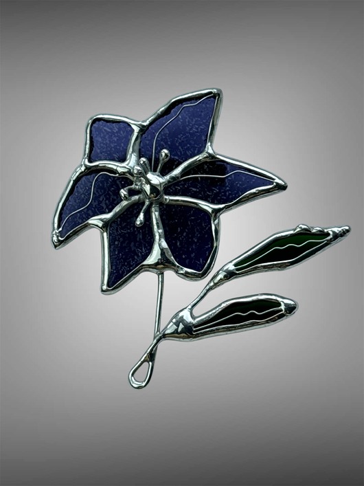 Broszka witrażowa Kwiat Clematis Witraż Tiffany