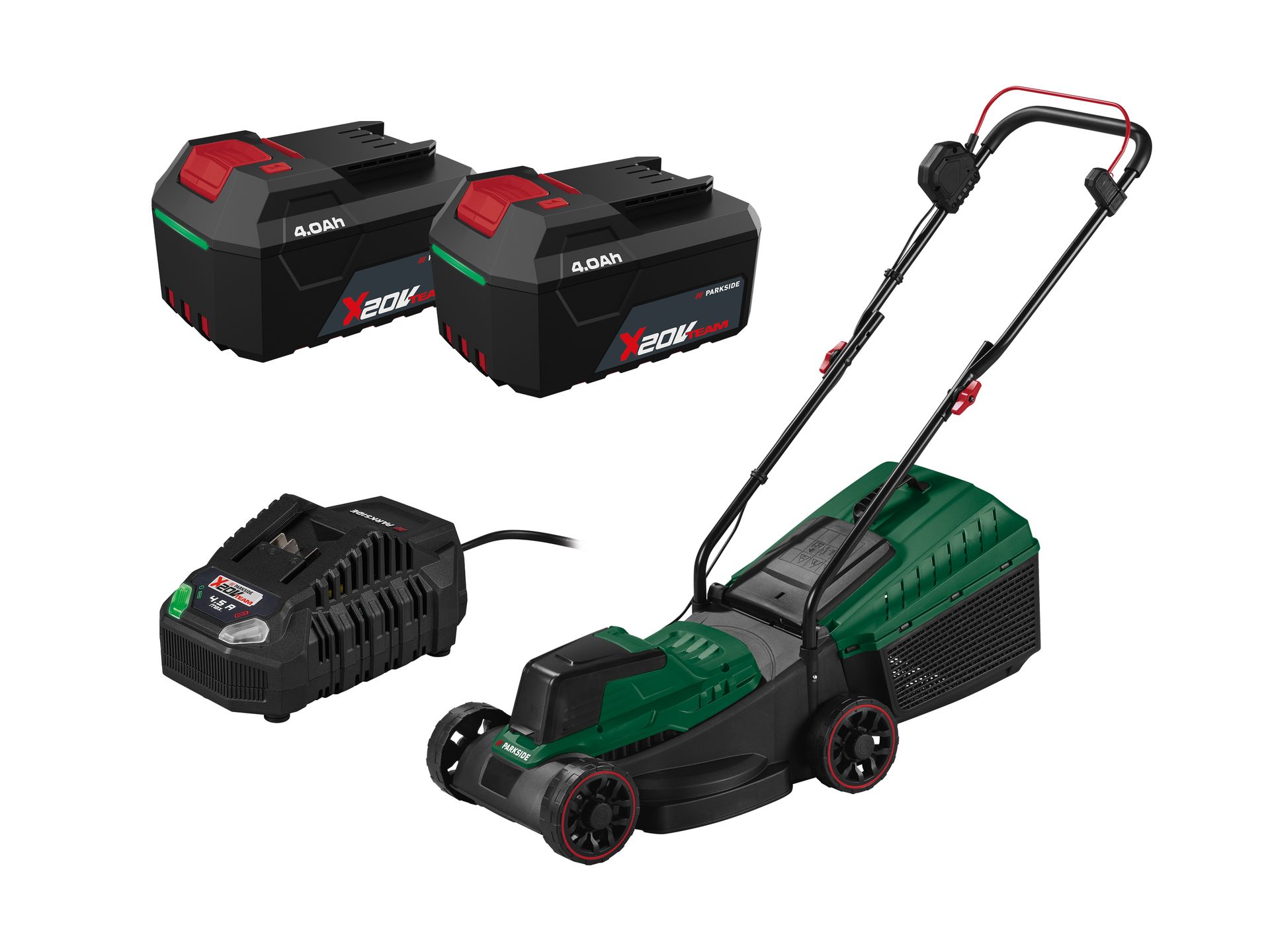 PARKSIDE® Zestaw Akumulatorowa kosiarka, 20 V, z 2 akumulatorami, 4 Ah i ładowarką, 4,5 A