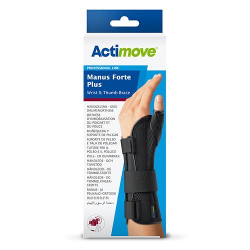 Actimove Professional Line Manus Forte Plus Orteza nadgarstka i kciuka czarna prawa S/M