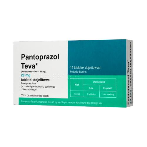 Pantoprazol Teva 20 mg, 14 tabletek dojelitowych