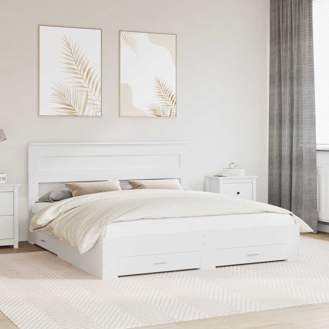 VidaXL Ramka łóżka Biały 180 x 200 cm Materiał drewnopochodny