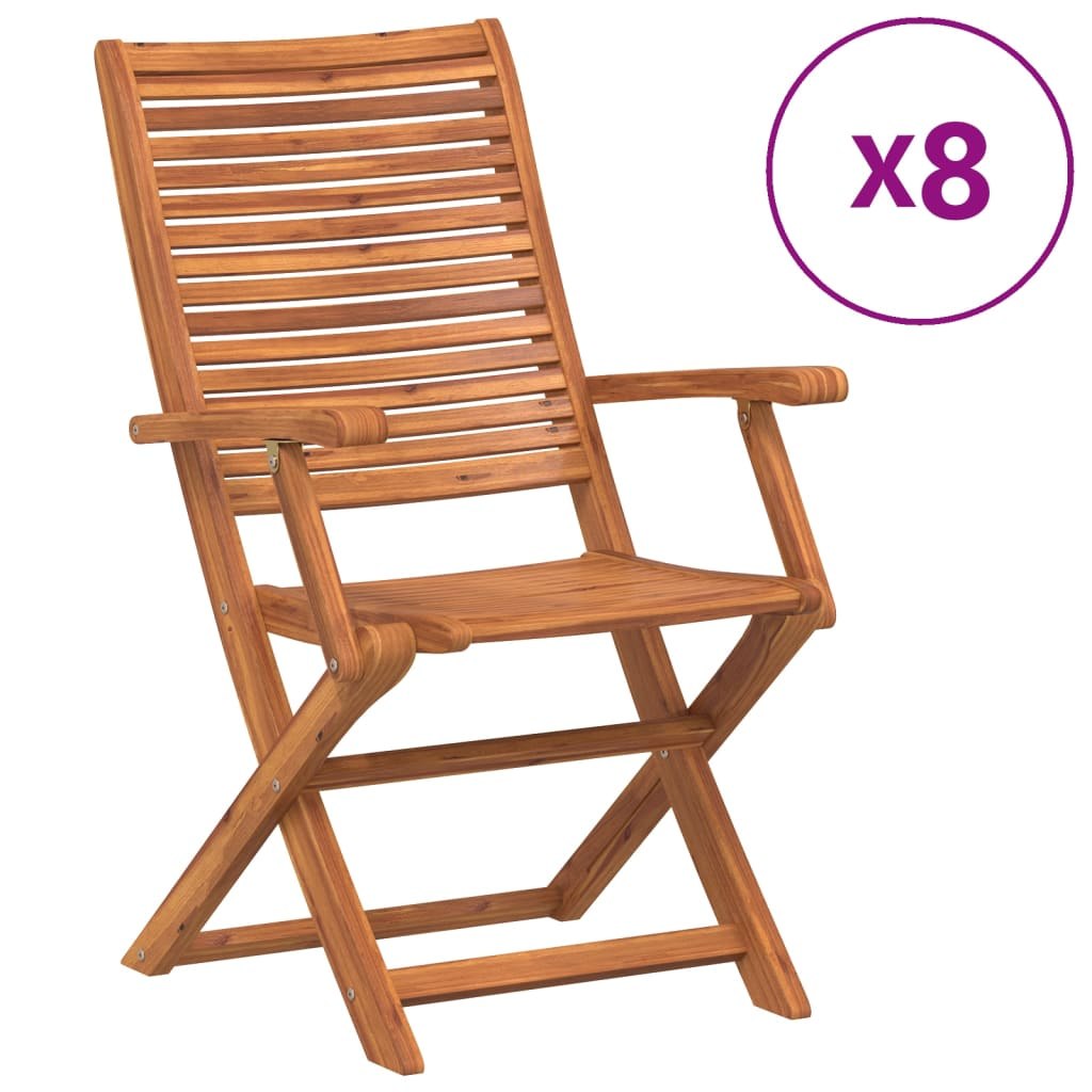VidaXL Składane krzesła ogrodowe, 8 szt., 57x66x95 cm, drewno akacjowe