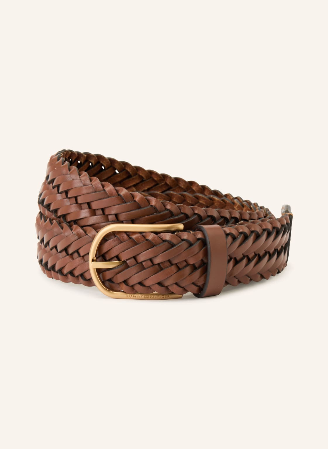 Tommy Hilfiger Pleciony Pasek Skórzany braun