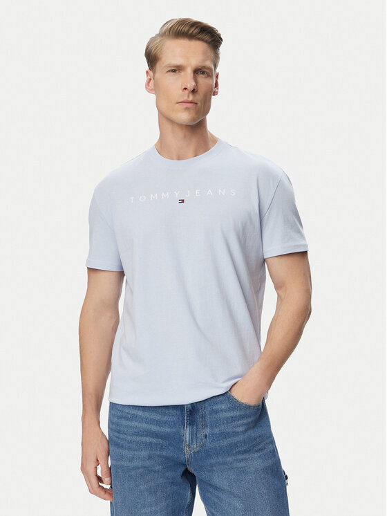 Tommy Jeans T-Shirt DM0DM20744 Niebieski jasny Regular Fit