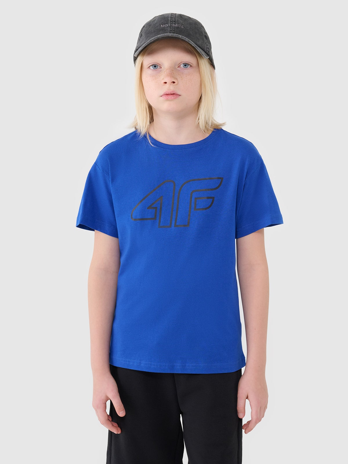 4F T-shirt z nadrukiem chłopięcy - niebieski 122 (6-7 lat)