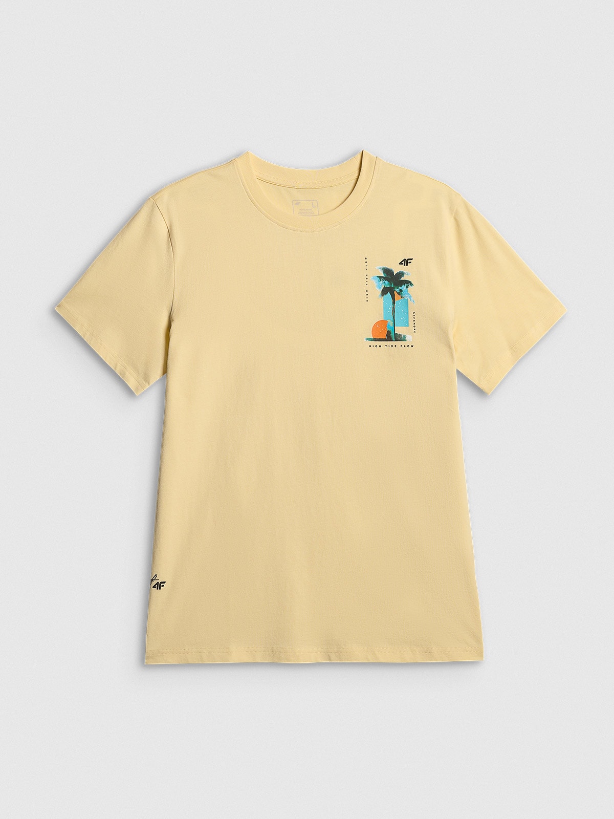 4F T-shirt regular z nadrukiem męski - żółty XXL
