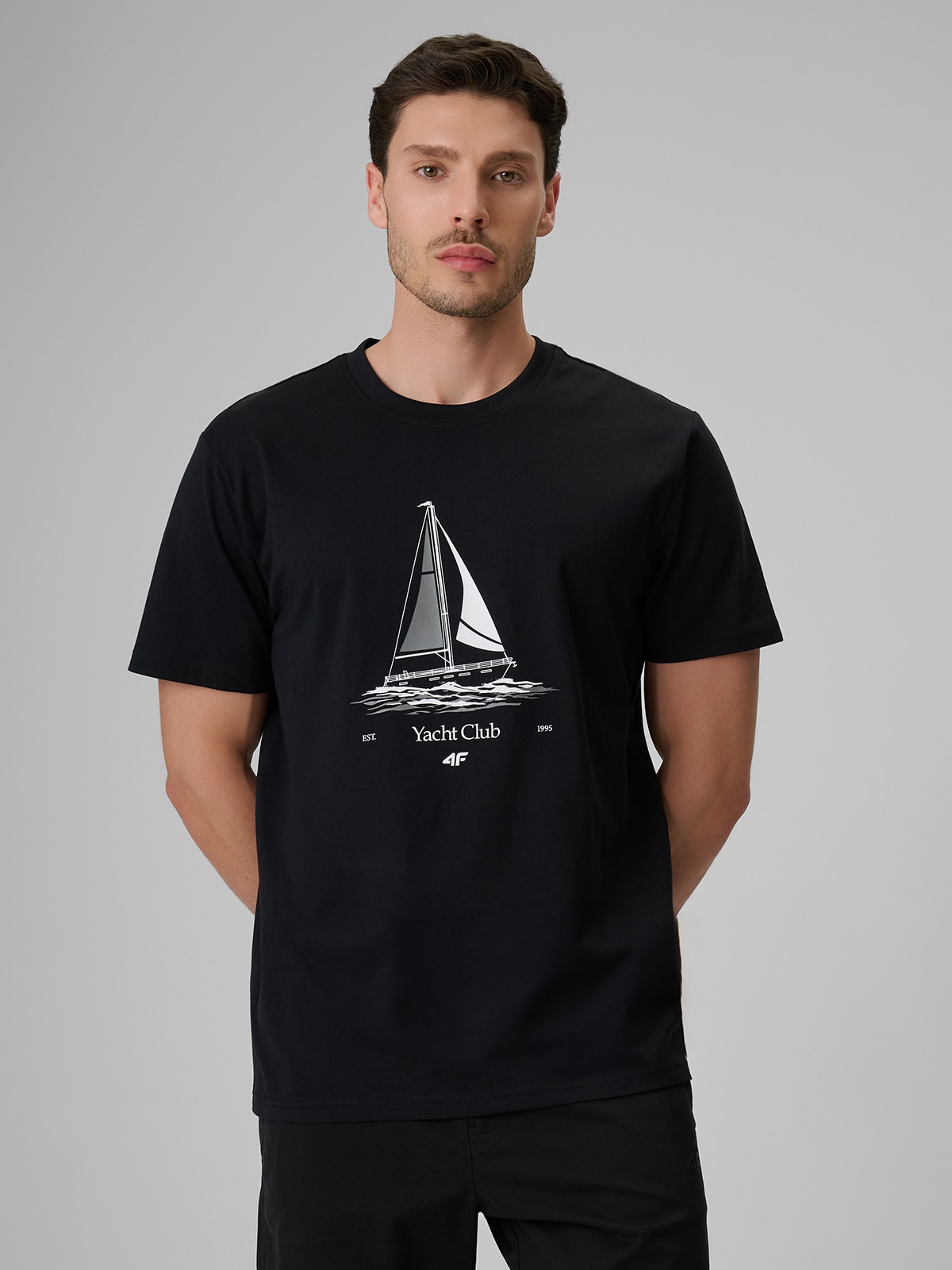 4F T-shirt relaxed z nadrukiem męski - czarny XXL