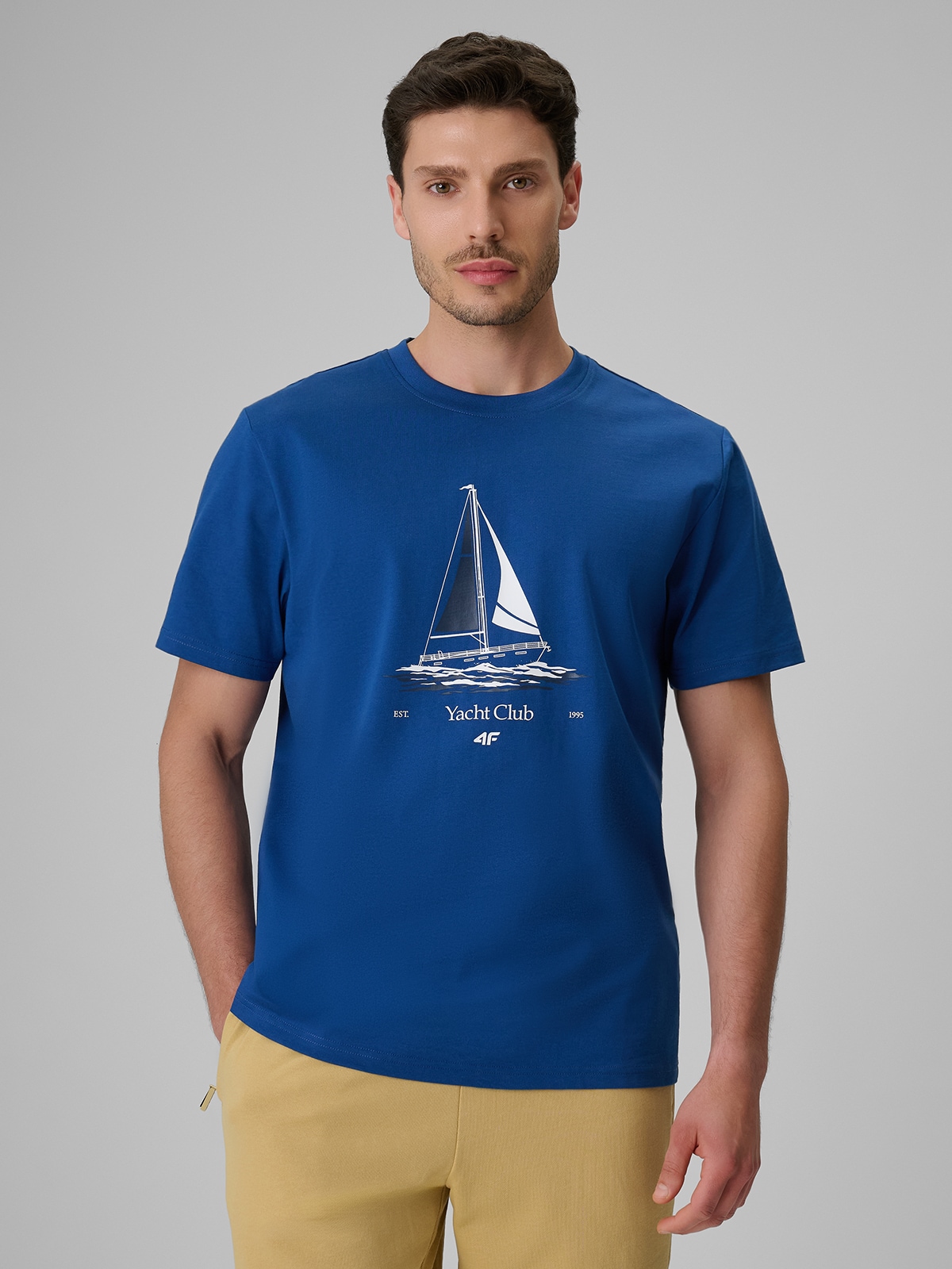 4F T-shirt relaxed z nadrukiem męski - niebieski XXL