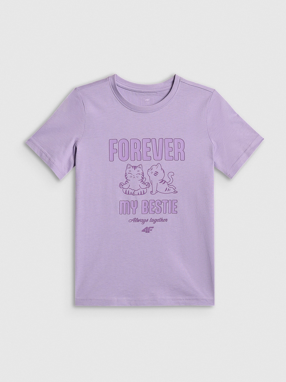 4F T-shirt regular z nadrukiem dziewczęcy - fioletowy 164 (13-14 lat)
