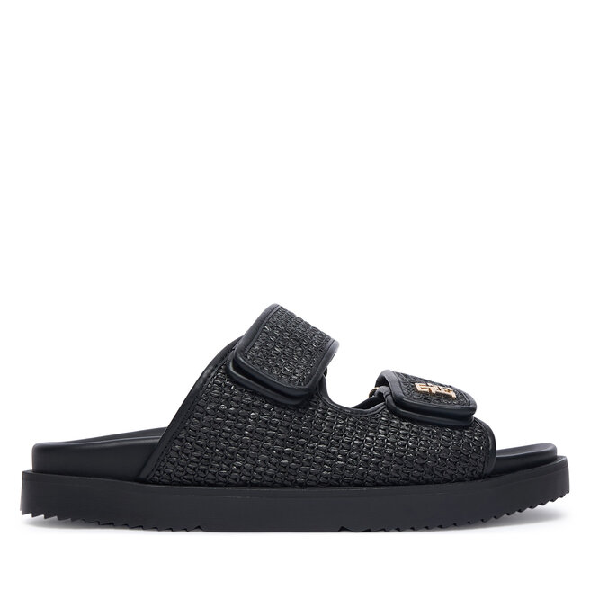 Klapki Tommy Hilfiger Double Strap Raffia FW0FW09122 Czarny