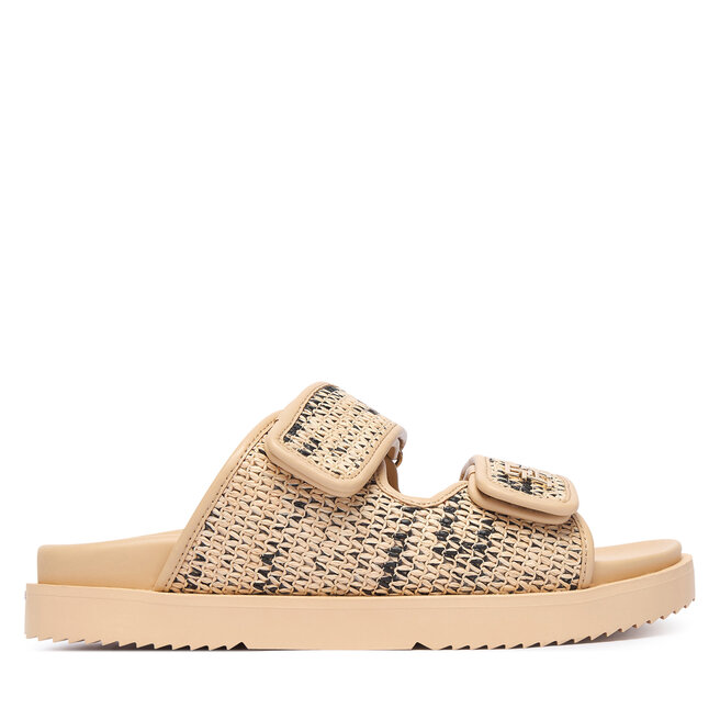 Klapki Tommy Hilfiger Double Strap Raffia FW0FW09122 Beżowy