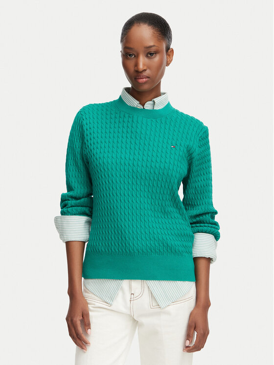 Tommy Hilfiger Sweter Fine WW0WW44993 Zielony Regular Fit