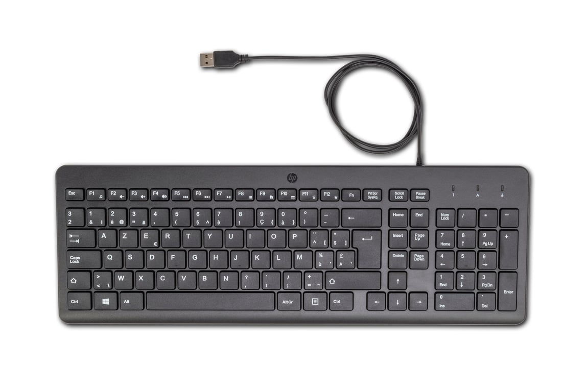 HP 150 Wired Keyboard klawiatura Uniwersalne USB AZERTY Belgijski Czarny 664R5AA#AC0
