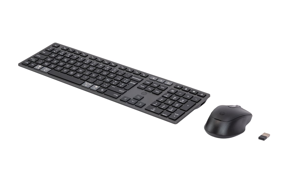 HP 720 Multi-Device Rechargeable Wireless Keyboard and Mouse Combo Dom USB + Bluetooth AZERTY Belgijski Czarny 9T5A9AA#AC0