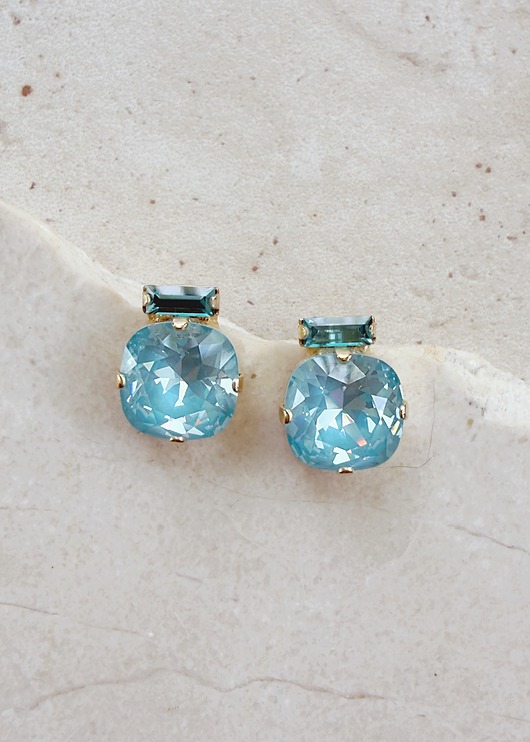 Kolczyki pozłacane Prema: Paradise Blue & Light Turquoise