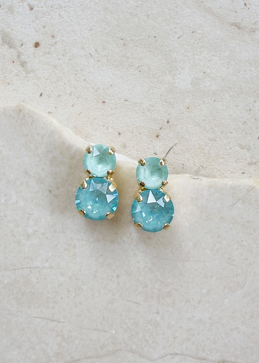 Kolczyki pozłacane Pretty: Crystal Paradise Blue & Soft Mint